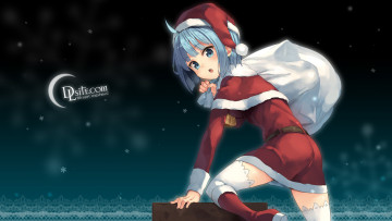 Картинка аниме зима +новый+год +рождество арт девушка рождество