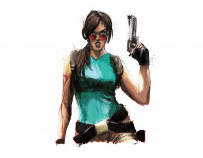 Картинка рисованное комиксы фон пистолет очки девушка взгляд