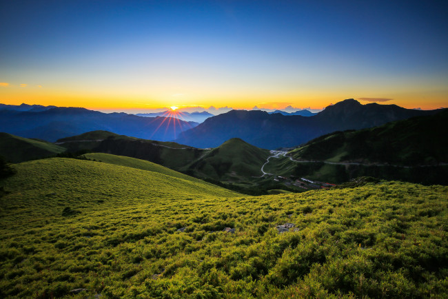 Обои картинки фото природа, восходы, закаты, рассвет, центральный, горный, хребет, восход, горы, тайвань