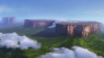 Картинка рисованное природа каньон растения облака
