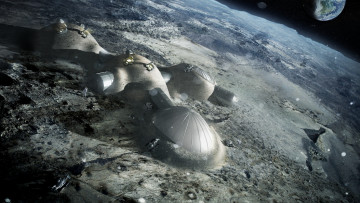 Картинка космос луна ека esa проект романтика техника наука база станция дом космонавты