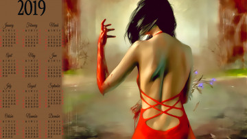 Картинка календари фэнтези 2019 calendar красный женщина девушка кровь