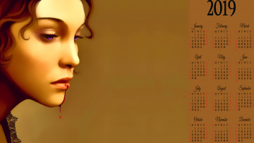Картинка календари фэнтези профиль 2019 лицо женщина calendar девушка кровь
