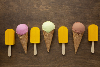 Картинка еда мороженое +десерты вафельные рожки ассорти