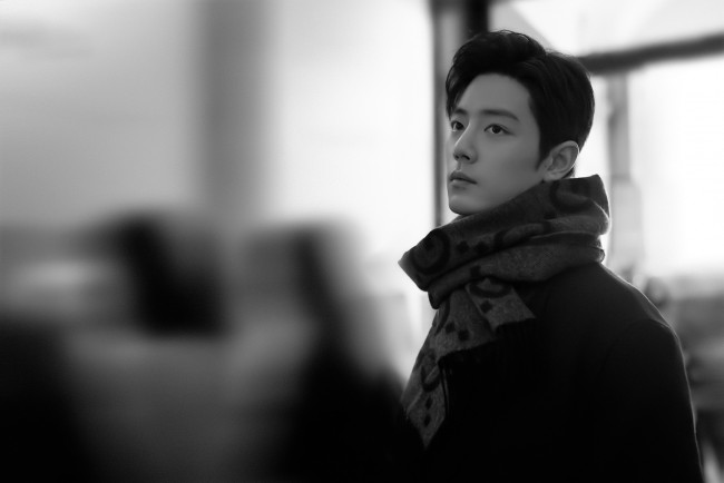 Обои картинки фото мужчины, xiao zhan, актер, пальто, шарф