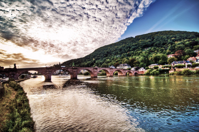 Обои картинки фото города, гейдельберг, германия, река, пейзаж