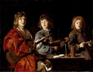 Картинка рисованные antoine le nain three young musicians