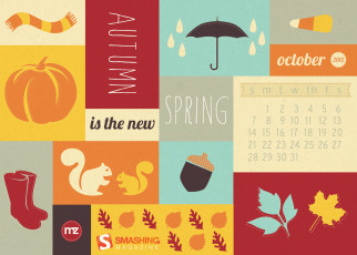 обоя календари, рисованные, векторная, графика, значки, октябрь, времена, года