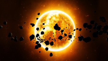 Картинка космос солнце астероиды