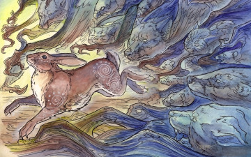 Картинка рисованные животные зайцы кролики заец волки