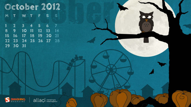 Обои картинки фото календари, рисованные, векторная, графика, сова, дерево, луна