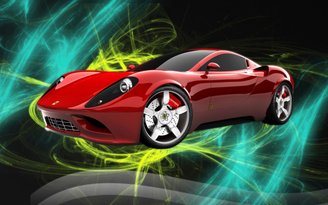 Обои картинки фото red, ferrari, автомобили, 3д, красота, стиль, автомобиль