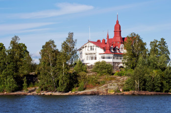 Картинка города хельсинки финляндия дома деревья река
