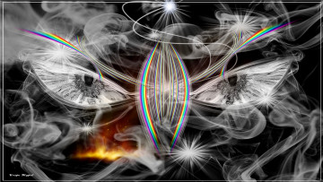 Картинка 3д+графика глаза+ eyes взгляд глаза сияние дым