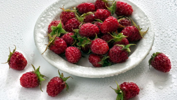 Картинка еда малина блюда спелая ягоды