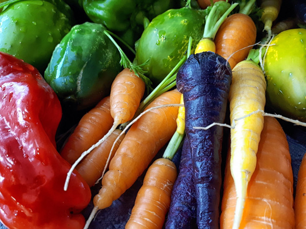 Обои картинки фото еда, овощи, морковь, перец