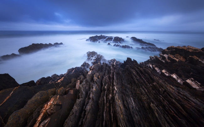 Обои картинки фото природа, побережье, камни, берег, туман, море