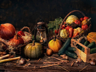 обоя aleksandr, sherbakov, натюрморт, тыквами, овощами, еда