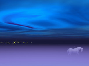 Картинка 3д графика animals животные лошадь синий фон