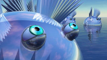Картинка 3д графика creatures существа вода глаза