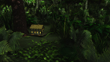 Картинка 3д графика fantasy фантазия домик лес растения