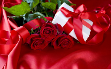 Картинка цветы розы лента подарок коробочка