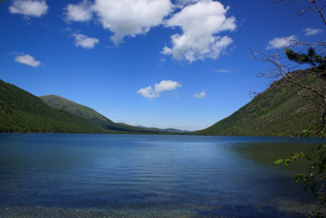 Обои картинки фото природа, реки, озера, озеро, горы, небо, облака