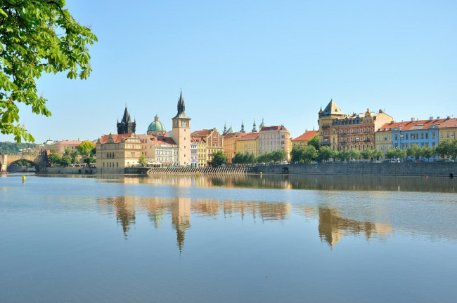 Обои картинки фото города, прага, Чехия, пейзаж, река