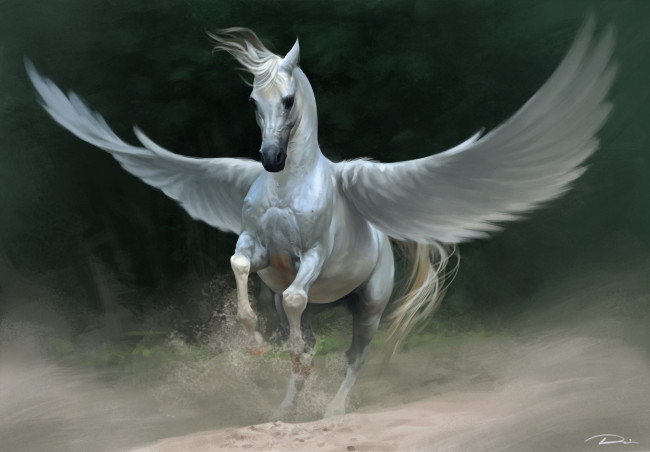 Обои картинки фото flying, horse, фэнтези, пегасы, летящий, конь, крылья