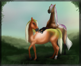 Картинка рисованные животные сказочные мифические лошади