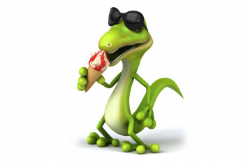 Картинка 3д+графика юмор+ humor reptile ice cream character funny