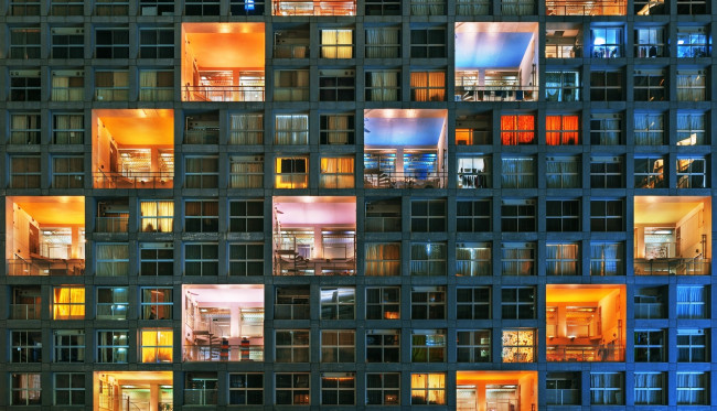 Обои картинки фото города, токио , Япония, дом, здание, окна, свет, квартиры