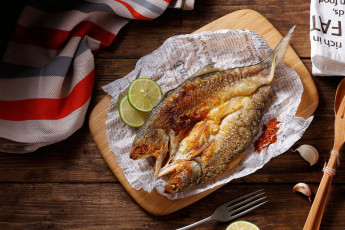 Картинка еда рыба +морепродукты +суши +роллы запеченная лайм специи чеснок