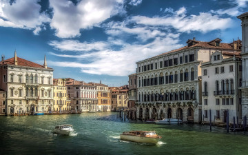 обоя города, венеция , италия, лодки, канал