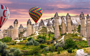 обоя авиация, воздушные шары дирижабли, love, valley, cappadocia