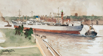 Картинка adolf bock рисованные буксир корабль