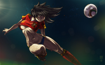 Картинка david ardila рисованные девушка мяч футбол