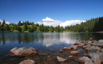 Картинка природа реки озера озеро деревья камни