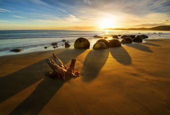 Картинка природа восходы закаты new zealand новая зеландия океан восход камни побережье
