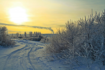 Картинка природа дороги снег