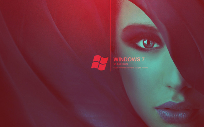 Обои картинки фото компьютеры, windows 7 , vienna, логотип, девушка