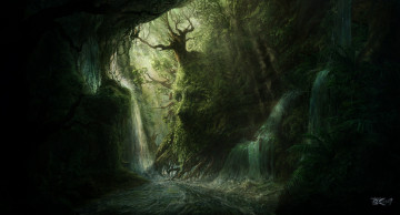 Картинка anas+riasat фэнтези иные+миры +иные+времена иной мир лес водопады речка