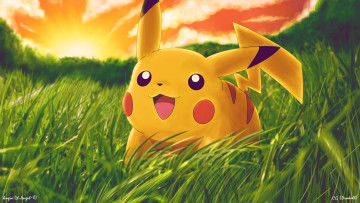 Картинка аниме pokemon пикачу покемон трава