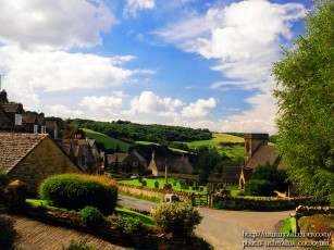 обоя england, snowshill, the, cotswolds, ss, barnabas, church, and, cottages, города, другое