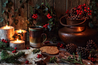 Картинка праздничные угощения декор печенье свечи