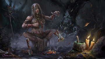 Картинка alexander+kozachenko фэнтези маги +волшебники костёр свечи черепа шаманка кукла вуду колдунья alexander kozachenko магия колдовство
