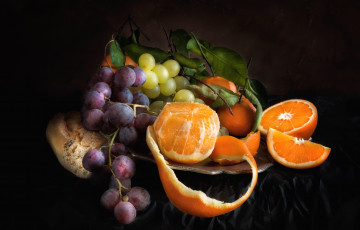 Картинка еда фрукты +ягоды натюрморт виноград апельсин