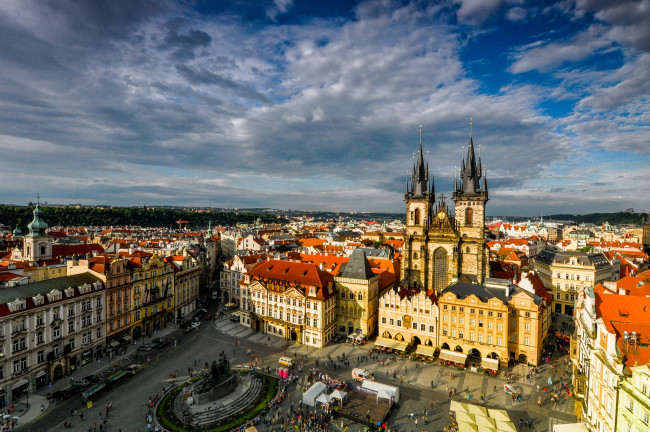 Обои картинки фото grand old town of prague, города, прага , Чехия, панорама