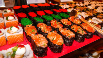 Картинка еда рыба +морепродукты +суши +роллы ассорти наборы роллы икра