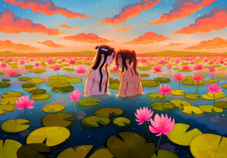 Картинка аниме mo+dao+zu+shi вэй усянь лань ванцзи озеро лотосы